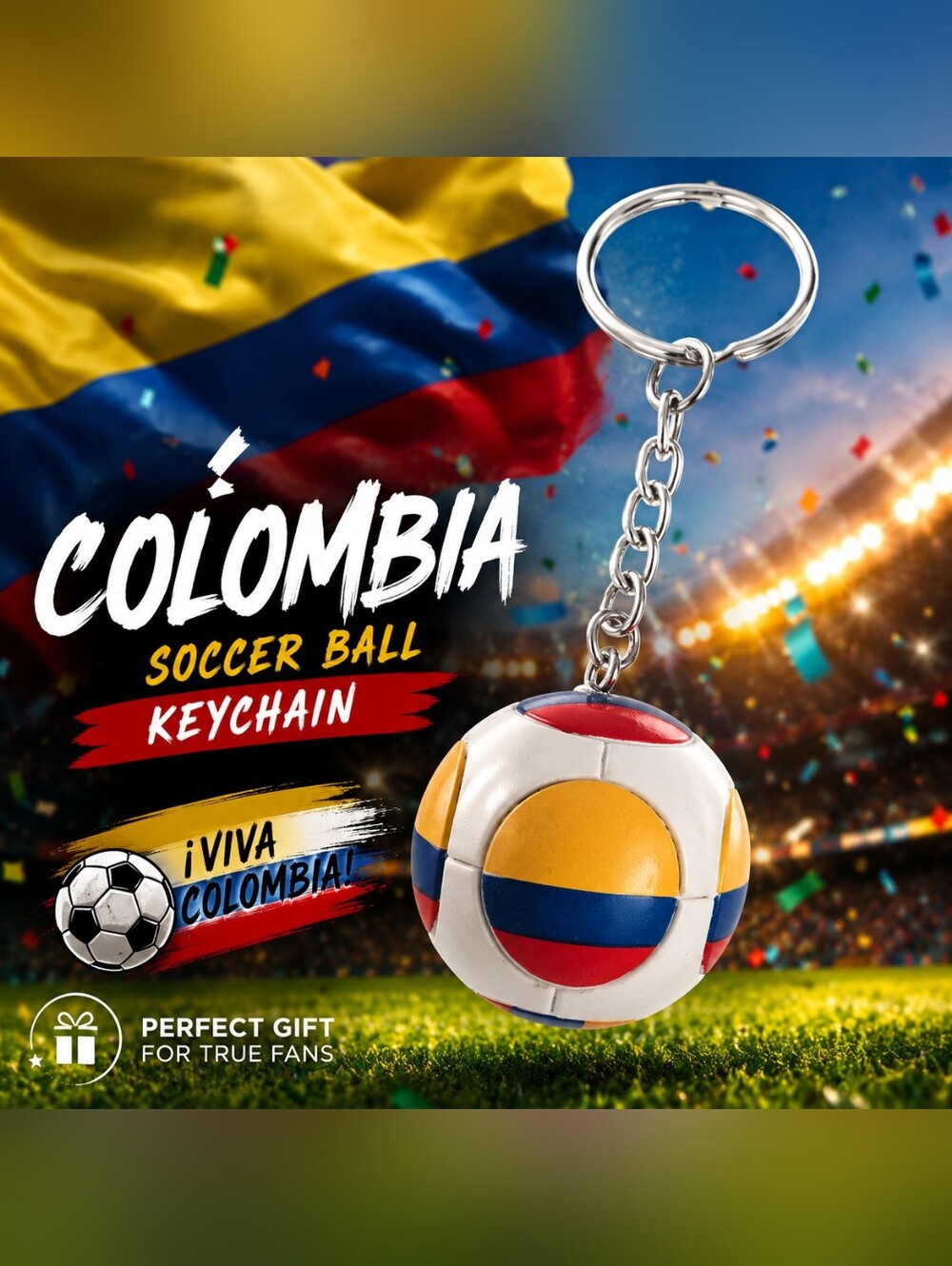 Colombia Soccer Ball Keychain Perfect For Bags Backpack Keys Gifts